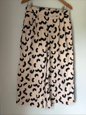 A New Day Women’s Wide Leg Linen Blend Printed Pants - Black Pattern on pink
